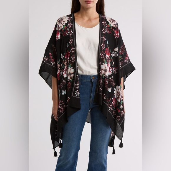 Vince Camuto Blooms Border Topper, BLACK MULTI, One Size, NWT - Picture 1 of 3